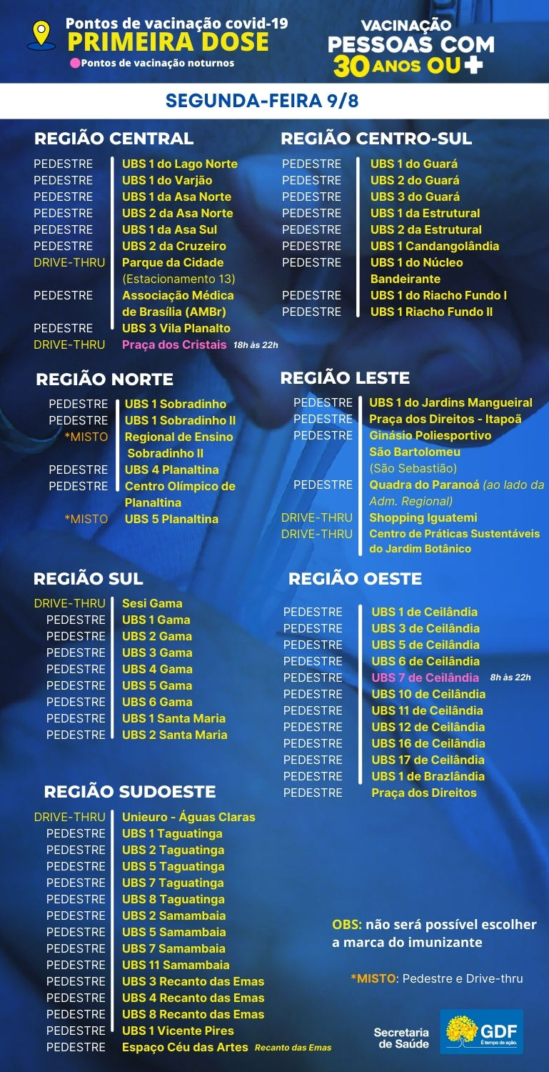 Capa da notícia: Saiba onde se vacinar nesta segunda-feira (9)