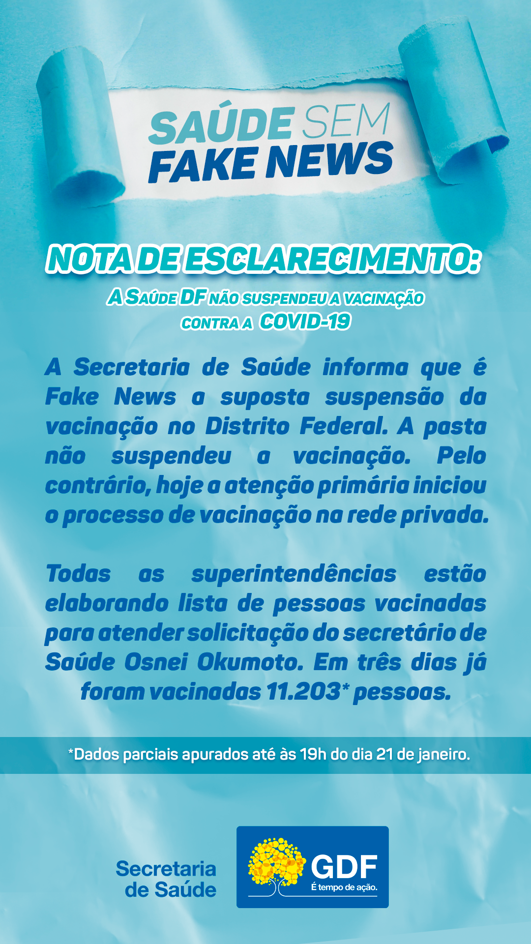 Suspensão de Vacinação da Covid-19 no DF